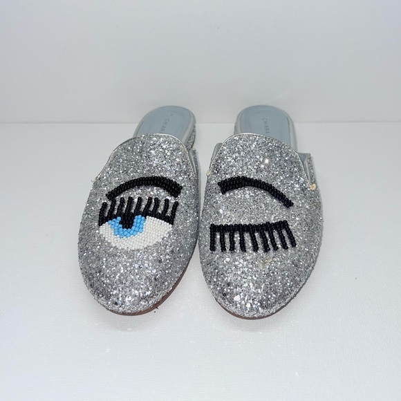 Chiara Ferragni beaded flirting eyes glitter mule 37 EU - Picture 2 of 8